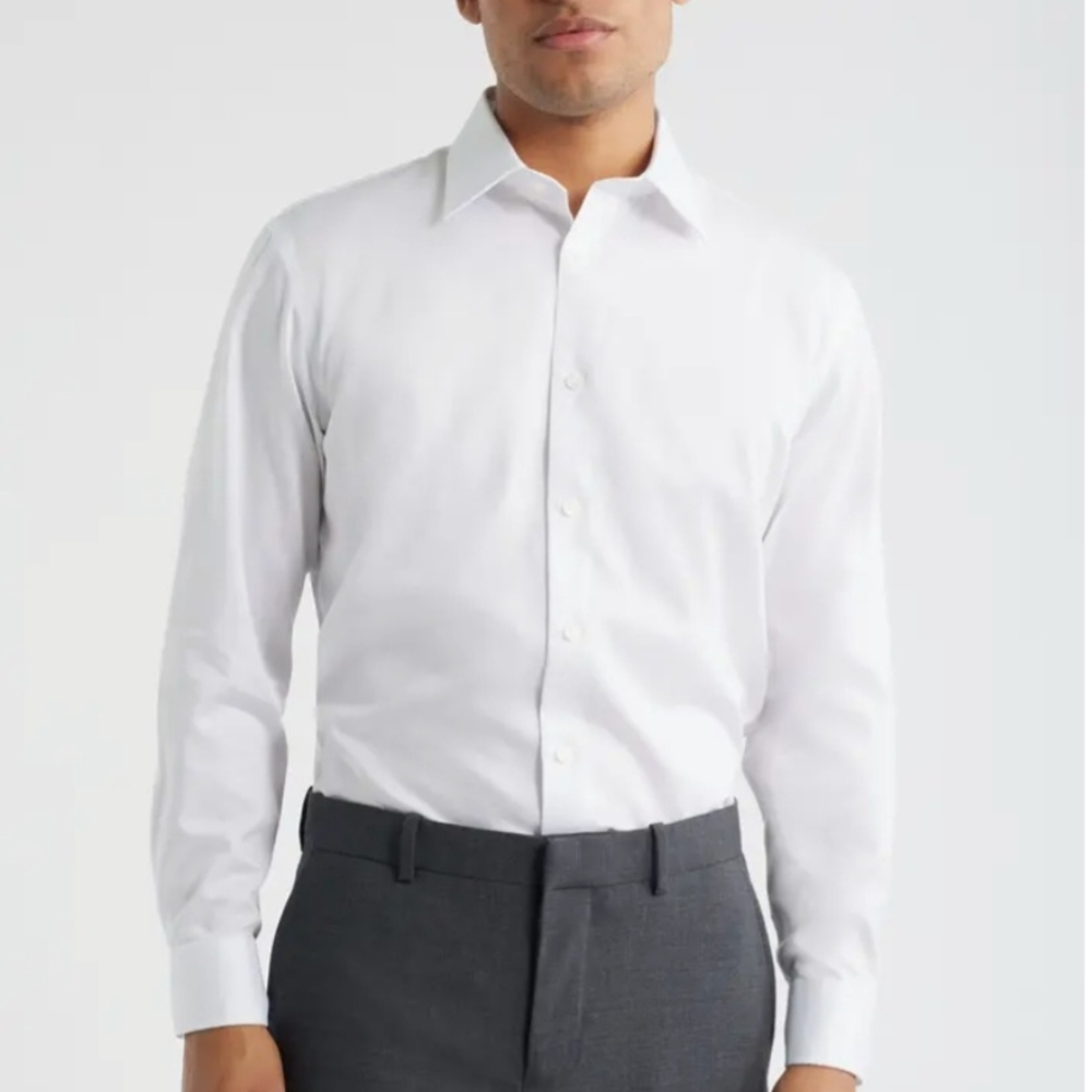 Nordstrom White Dress Shirt Tailored Fit Business Essential